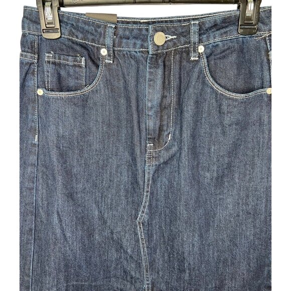 Blank NYC Womens High Waist Denim Dark Blue Maxi Skirt Size 26 - Picture 6 of 14